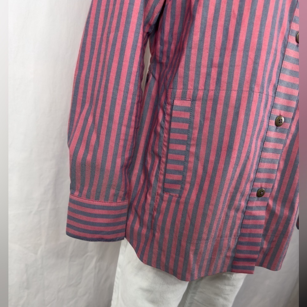 CABI Regatta Shacket Striped Button Down Blouse - Picture 4 of 16